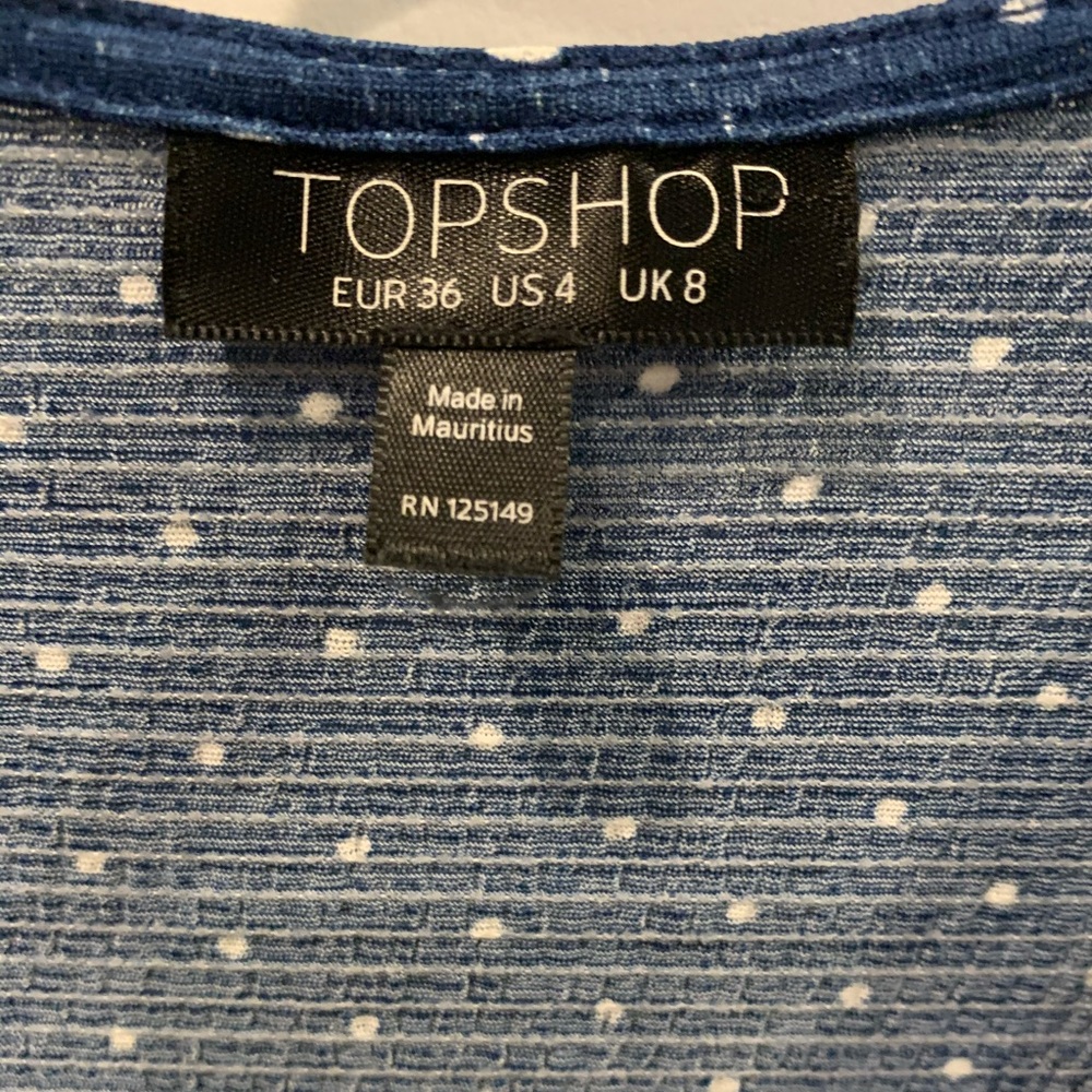 Blue polka dot tea Topshop dress. - Picture 3 of 5